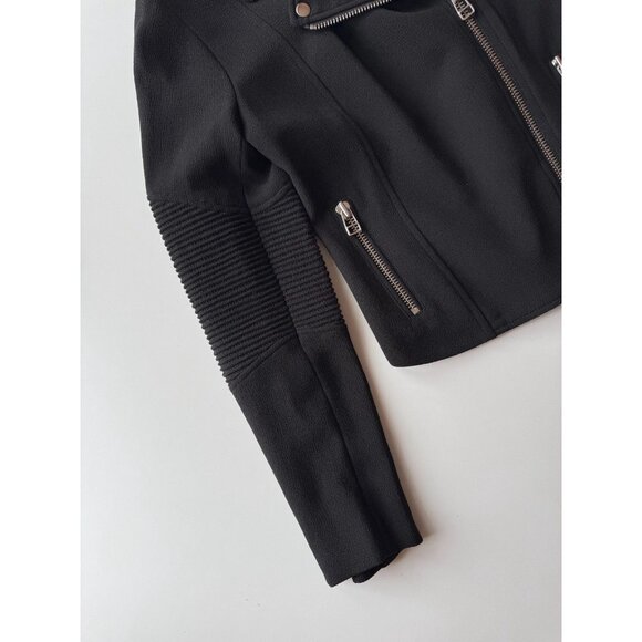 Aritzia WILFRED Montesson Black Crepe Motorcycle Moto Biker Jacket, Size 4 - Picture 8 of 13